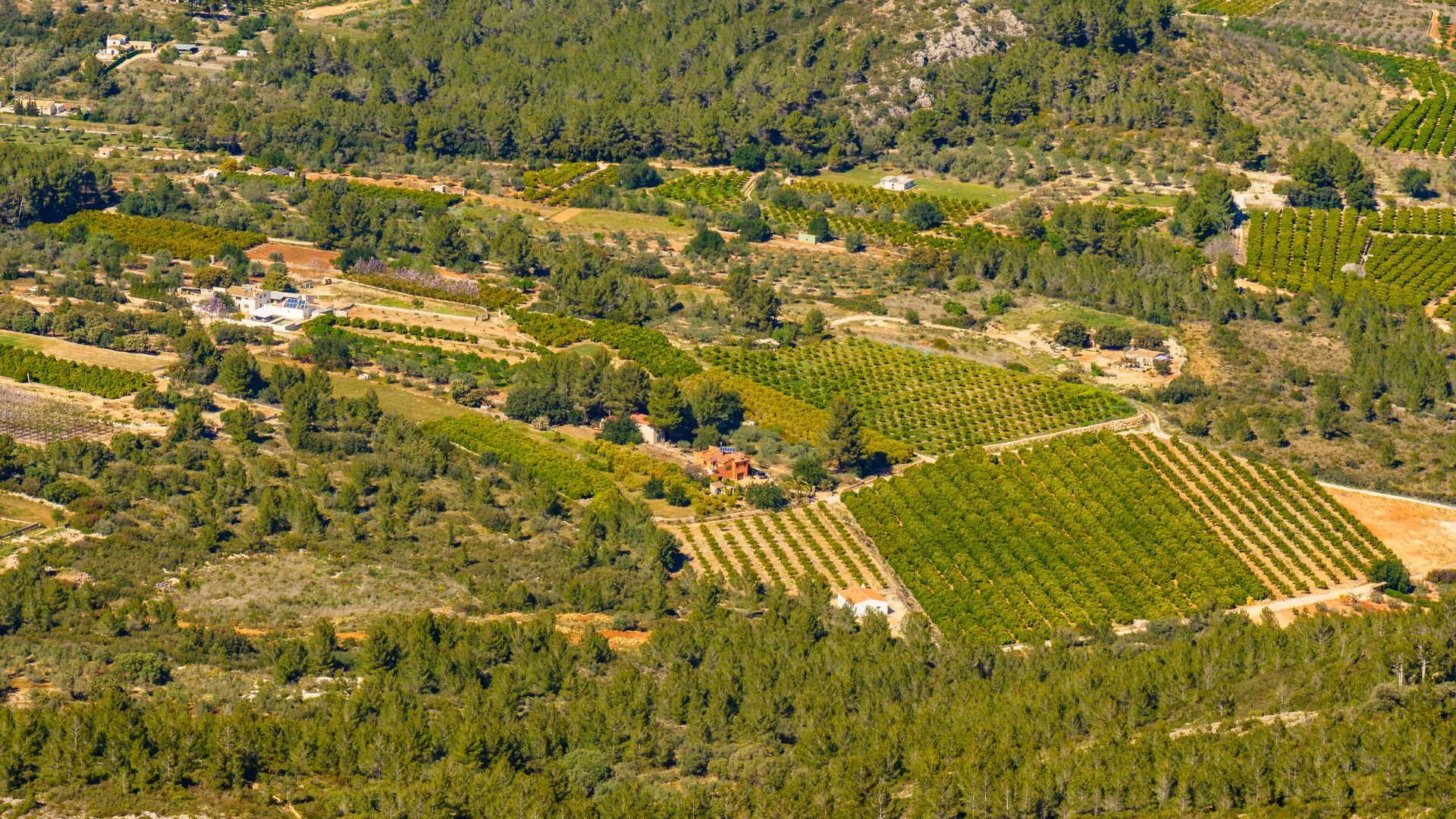 An aerial shot of the hills in the Iberian Highlands