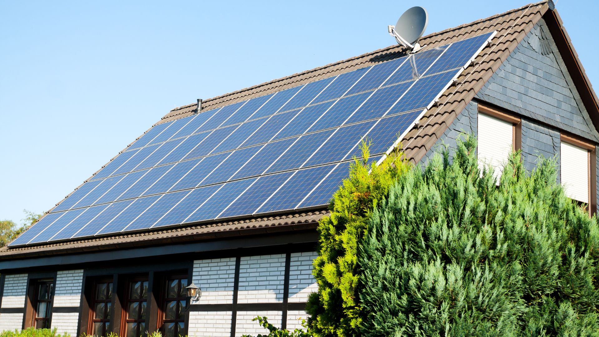 A home with solar panels on the roof