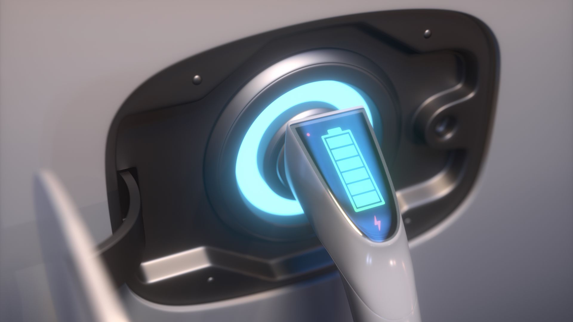 Close up of an electric car being charged