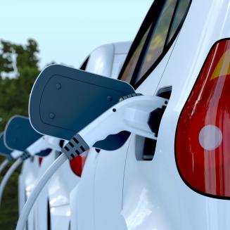 Electric vehicles being charged