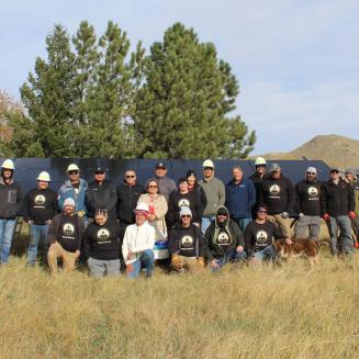 Members of the Chippewa Cree Tribe gearing up to erect solar panels