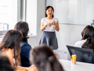 EDF interns holding a meeting.